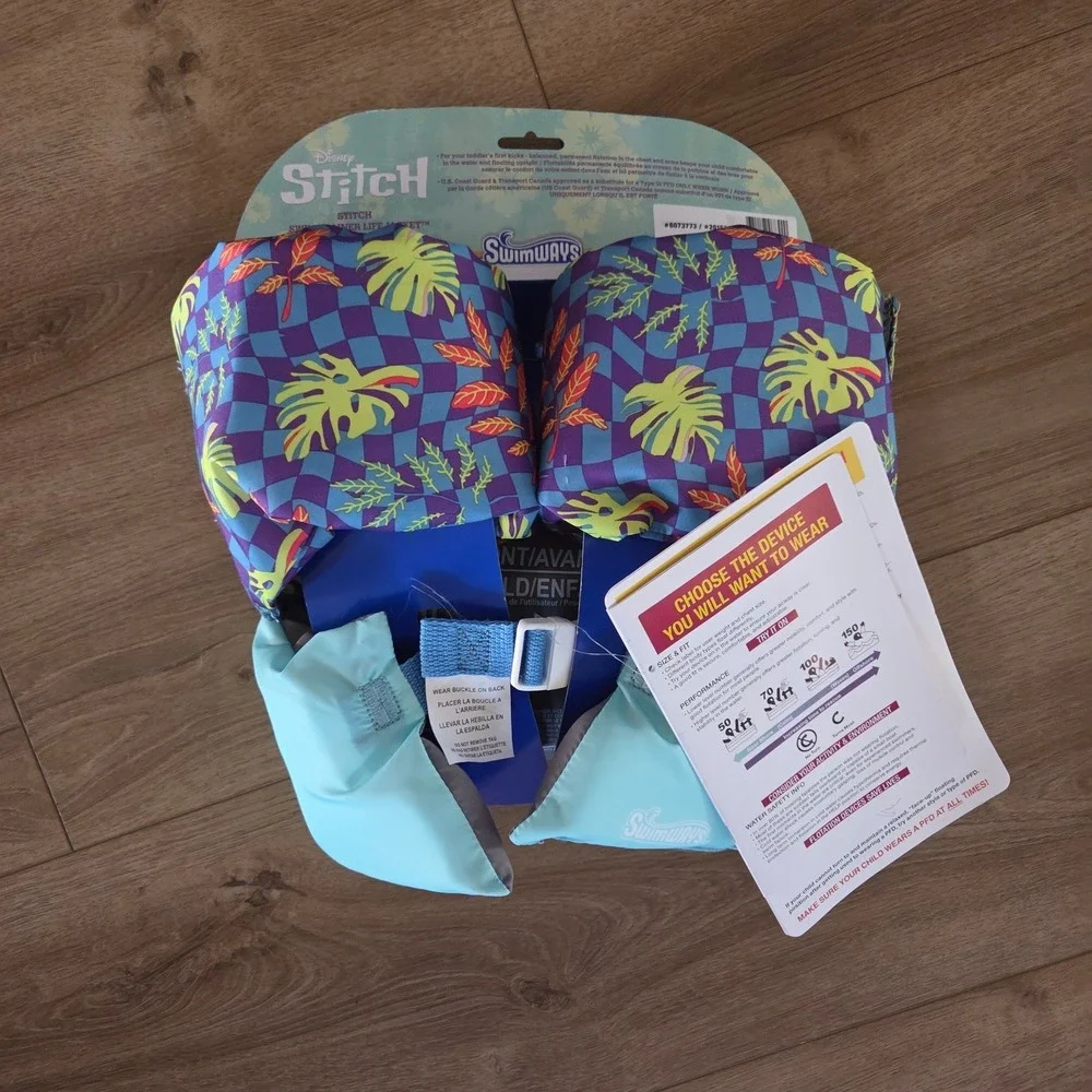 Disney Stitch Swimways Swim Trainer Life Jacket Vest USCG Approved 33-55 lbs NEW